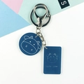Simpatico portachiavi in acrilico blu con motivo a mucca e anello in metallo - Stile Mucca Carina (双扣11号)