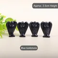 Set of 4 hand-carved blue goldstone angel figurines 2.5cm height for home decor - Blue Goldstone