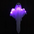 Hanging Halloween ghost decoration with purple LED lights and white translucent fabric - Purple Light-Glowing Ghost