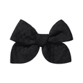 Detail of a 3.3-inch black textured jacquard bow hair clip with double-layer fabric - Black