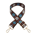 Close-up of colorful ethnic woven strap with geometric patterns and gold metal buckles - No.137 Ethnic Floral + Gold Buckle