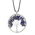 Detailed wire-wrapped Tree of Life pendant with lapis lazuli stones and silver wire - Blue Sodalite