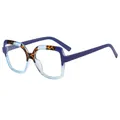 Fashionable square blue light blocking glasses in blue and leopard print C4 colorway - Blue Leopard