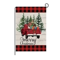 Christmas garden flag with red truck, gnome and merry Christmas text on linen fabric - 30*45cm / Red Pickup Tree (HYQ030-27)