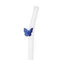 Transparent curved glass straw featuring a delicate blue butterfly glass decoration - 8*200mm Bent Tube / Blue Butterfly