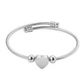 Silver twisted wire heart bangle bracelet in stainless steel with minimalist cable design - Bangle / Steel