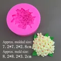 Hydrangea shaped silicone mold in pink for handmade plaster and flower candles - New Round Osmanthus with Leaves / Pink