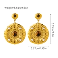 Detail showing vintage gold round earrings with white pearls and tiger eye stones - Pearl Embossed Large Disc (JDE2502059)