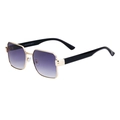 Square fashion sunglasses in black and gold frames with purple gradient lenses - Gold Black Double Gray