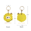 Cartoon durian PU leather card holder keychain with gold spring buckle front and back view - Durian Big Eye