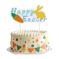 Topper per torta pasquale con scritta Happy Easter e motivi di coniglio e carota - Topper Grande per Torta di Pasqua
