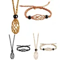 Juego de 6 piezas de collares y pulseras tejidas con cuentas negras en tres colores - Juego de 6 piezas / Cuentas Negras