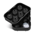 Black food-grade silicone ice mold set for making 6 large spherical ice balls - Old Style 6-Cavity Round Ice Tray Black