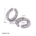 Pendientes de aro en C de acero inoxidable plateado pulido con 2 cm de diámetro y 9 g - Altura 2,0 cm/Diámetro interior 1,2 cm/Grosor 0,4 cm / Plata (JDEW2308013-S)