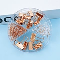 Rosegouden ordnerklemmen en paperclips in ronde transparante opbergdoos voor kantoor - Roségoud