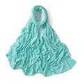 Detailed texture of lightweight turquoise jersey cotton scarf with soft natural drapes - Water Green