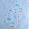 Soft six-layer cotton baby towel featuring a blue and orange cartoon dinosaur print - 25*25cm / Pattern 3