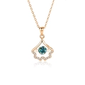 Collier feuille de ginkgo en or rose avec pierre bleue et pavé de diamants - Moissanite Diamant Vert Or Rose (FDTD-039) / Argent 925