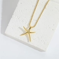 Collana minimalista con ciondolo a stella marina in finitura dorata lucida e catena a corda - Ciondolo Stella Marina Oro Con Catena Torcione