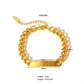Goldenes Edelstahl-Panzerarmband mit polierter gebogener Metallplatte für Damen - Polierter Goldstil (YYB023098)