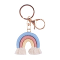 Portachiavi arcobaleno fatto a mano con nappe colorate e chiusura in oro rosa chic - Blu