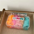 Set di elastici per capelli color crema in una scatola di plastica trasparente per bimbe - Stile Fiocco