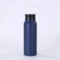 Matte navy blue stainless steel insulated water bottle with black magnetic ring lid - 24oz / Direct Drink / Blue