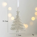 Silver glitter Christmas tree ornament with star top and ribbon, 10.5cm tall hanging decor - Christmas Tree