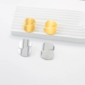 Minimalist 18K gold and silver stainless steel stud earrings with irregular textures - Silver Organic Geometric Slice