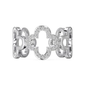 Exquisite S925 sterling silver ring with clover shell pearl and pavé cubic zirconia - Adjustable Open / Hollow Clover Zircon Style (DY120962)