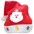 Red non-woven Christmas hat with LED lights, sequined snowflakes and Santa Claus design - Child Cartoon Non-Woven Santa