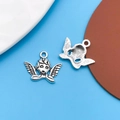 Silver angel wings charm pendants for DIY jewelry making in antique style finish - 1pc Antique Silver Angel 16x19mm
