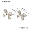 Polished silver butterfly stud earrings made of stainless steel in minimalist style - HE46988AW0 Silver Wide Edge Bow