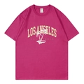 Loose rose red Los Angeles palm tree graphic t-shirt in soft cotton fabric - Rose Red