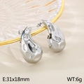 Silver liquid metal irregular earrings with hammered texture measuring 31x18mm - Style B-Long Waterdrop Hammered (KE113301-KFC)