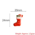 Pendentif chaussette de Noël en résine rouge avec bordure blanche et mesure de 24mm - Environ 2 cm / Style 15-Chaussette de Noël remplie