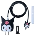 Kuromi themed protective case set for 18W/20W power adapter and black charging cable - Kuromi / Five-Piece Set