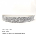 Elastischer Taillengürtel mit silbernen Strasssteinen und weißem Band, 3,7cm breit - Stil B Silber (Weißer Gürtelkörper)