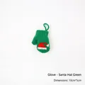 Green knitted Christmas mitten ornament with red Santa hat pattern, size 10cm x 5cm - Green Mitten with Santa Hat (1 PC)