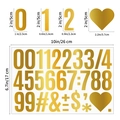 Dettaglio di adesivi dorati da 2 pollici con numeri, simboli e misure dimensionali - Numeri e Simboli / Oro