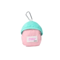 Mini backpack keychain in pink and mint green nylon with silver carabiner and zipper - Pink
