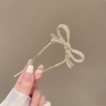 Épingle à cheveux dorée en U ornée d'un grand nœud étincelant serti de strass - Épingle à cheveux en U avec nœud en strass doré