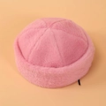 Close-up of soft pink faux fur docker hat showing plush texture and rounded dome shape - M (56-58cm) / Watermelon Pink