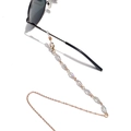 Detail of 10mm oval crystal glass beads on a gold-plated fashion eyewear chain - AB Color