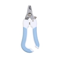 Blau-weiße Haustier Krallenschere mit Edelstahlklinge und Sicherheitsverschluss auf weiß - Klein (OPP Beutel) / Blau