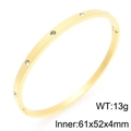 18K gold plated stainless steel oval bangle with sparkling cubic zirconia crystals - 61*52*4mm / Gold