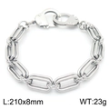 Men's silver stainless steel double layer chain bracelet with unique handcuff clasp - Handcuff Buckle Style (KB189696-Z)