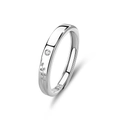 Elegant S925 sterling silver couple ring featuring leaf engraving and zircon accent - Adjustable Open / Male Style