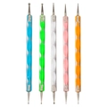 Set of 5 colorful spiral acrylic dotting pens with dual-ended metal tips for clay and nail art - Double-Ended Spiral Rod Dotting Pen