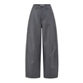 Pantalón de traje mujer de cintura alta y pernera ancha gris oscuro con corte holgado - S / Gris